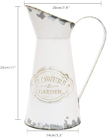 MISIXILE White Rustic Metal Jug Vase 11 Inch
