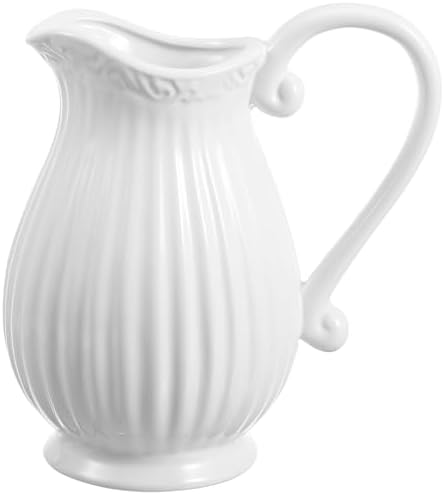 Yardwe White Ceramic Pitcher Vase 79 Inch