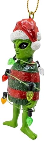Alien in Ugly Christmas Sweater Holiday Tree Ornament