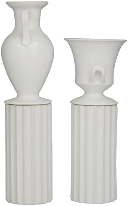 Deco 79 Porcelain Vase Set of 2 Greek Inspired White