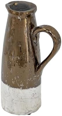 AB Home Tall Skinny Ceramic Pitcher Vase Sienna Brown 7x5x11in