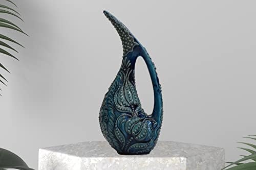 EliPOT Turkish 12 Inch Ceramic Swan Vase Turquoise Beta