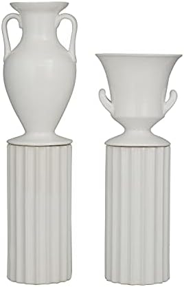 Deco 79 Porcelain Vase Set of 2 Greek Inspired White