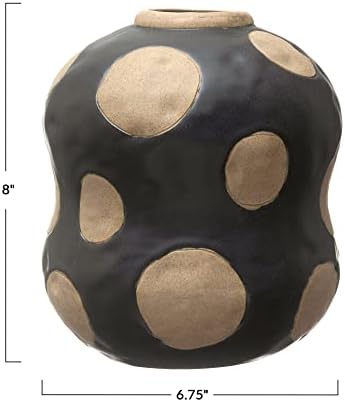 Creative Co Op Stoneware Vase Black Cream 7x7x8