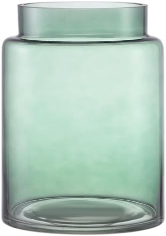 PORPAN 7 Inch Large Green Glass Vase