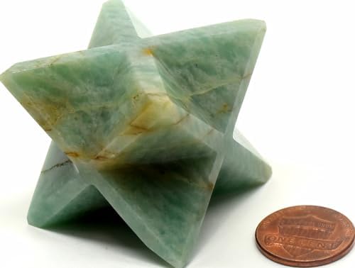 24 Bluish Green Amazonite 8 Point Merkaba Star Natural Feldspar Gemstone Crystal Collectible Specimen - India