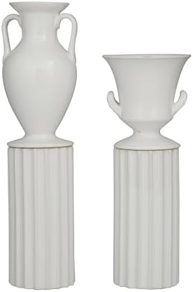 Deco 79 Porcelain Vase Set of 2 Greek Inspired White