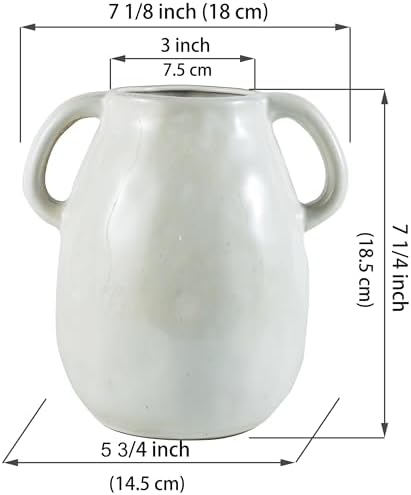 Kimdio White Ceramic Vase with Two Handles