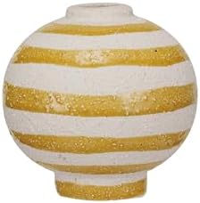 Creative Co Op Striped Stoneware Vase with Sphere Shape and Footed Base