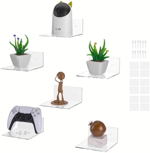 LUOBAO Clear Acrylic Floating Wall Shelves 6 Inch