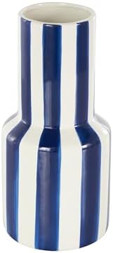 Deco 79 Modern Blue Striped Ceramic Vase