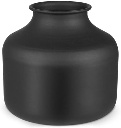 Happyyami Metal Matte Black Flower Vase Small