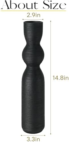 Tall Black Ceramic Vase 15 Inch Decor Vase