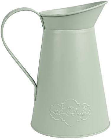 Rustic Metal Farmhouse Flower Vase in Green