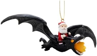 Spooky Thru Noel Santa Claus Flying Dragon Ornament
