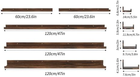 Giftgarden 47 Inch Floating Shelves Set of 5 Rustic Wood