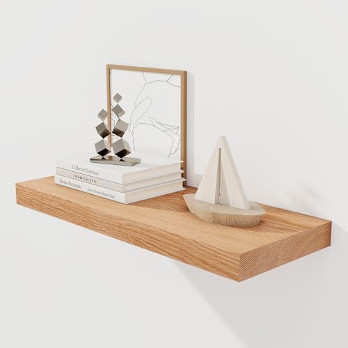 RICHFOCUS 24 Inch Solid Oak Floating Shelf for Wall
