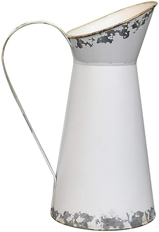 MISIXILE White Rustic Metal Jug Vase 11 Inch