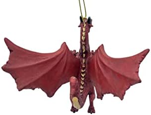 Red Flying Gothic Dragon Christmas Tree Ornament Statue