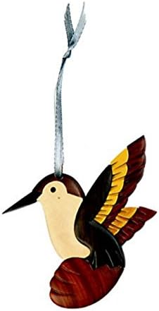 Set of 4 Handmade Double Side Wood Garden Critter Ornaments - Hummingbird Dragonfly Bee Butterfly