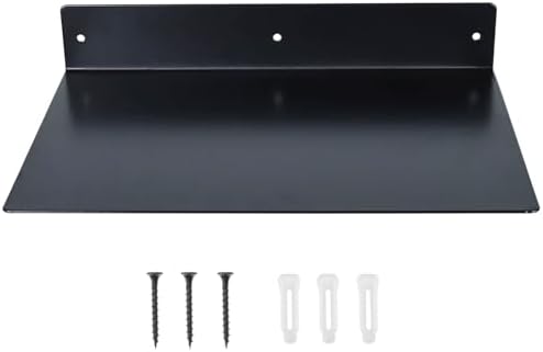 RealPlus Metal Floating Shelf 12x8 Heavy Duty Steel Display Shelves Black