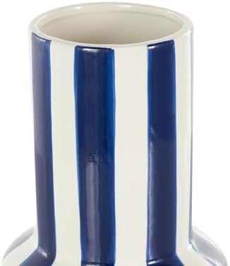 Deco 79 Modern Blue Striped Ceramic Vase