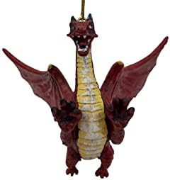 Red Flying Gothic Dragon Christmas Tree Ornament Statue