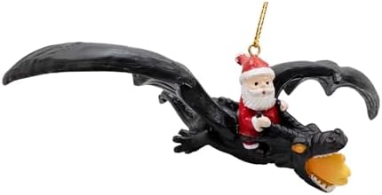 Spooky Thru Noel Santa Claus Flying Dragon Ornament