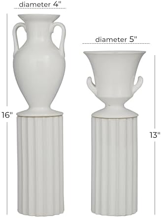 Deco 79 Porcelain Vase Set of 2 Greek Inspired White