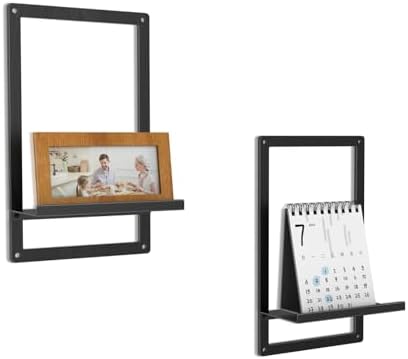 OYEFLY Metal Wood Floating Shelf Black