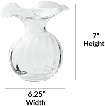Vietri Hibiscus Clear Glass Fluted Vase 625D 7H