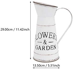 DOITOOL Rustic White Vase with Galvanized Look