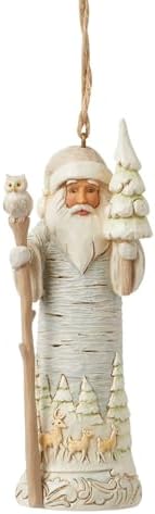 Enesco Jim Shore Heartwood Creek White Woodland Birch Bark Santa Claus Hanging Ornament