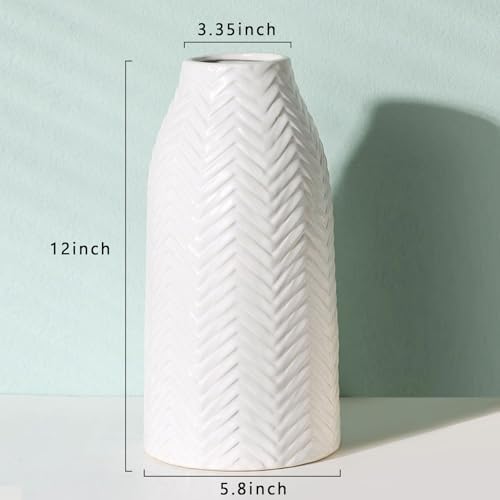 Hjn White Ceramic Vase for Flowers and Decor
