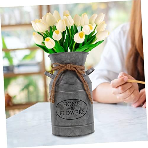 VICASKY Iron Flower Jug Vintage Pitcher Vase Silver