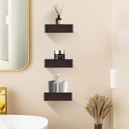 MITREL 5x5 Inch Floating Shelves Set of 2 Dark Walnut