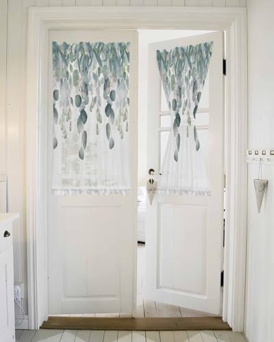 PANJINEXT Door Curtains 54x40 Sheer Privacy Drapes