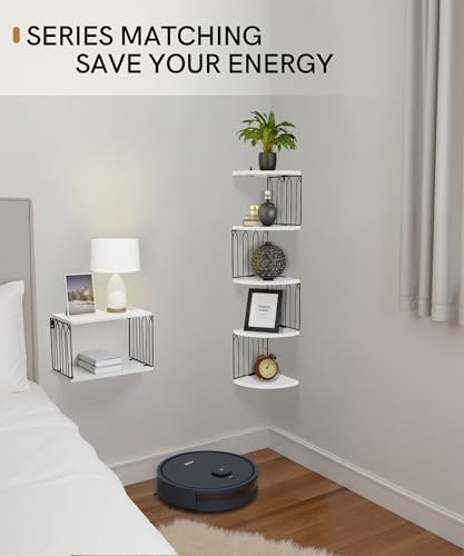 Modern 5-Tier White Corner Floating Shelf Wall Mount