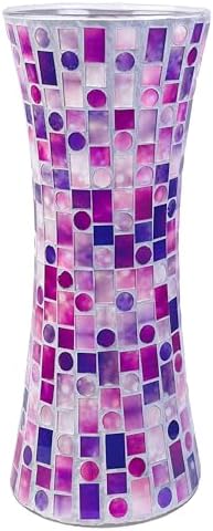 116 Inch Purple Red Mosaic Glass Vase