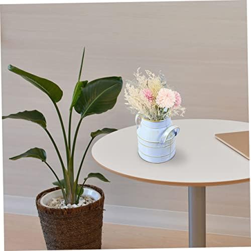 Cabilock 2pcs Retro Style Desktop Flower Bucket with Double Ears Iron Decorative Vase