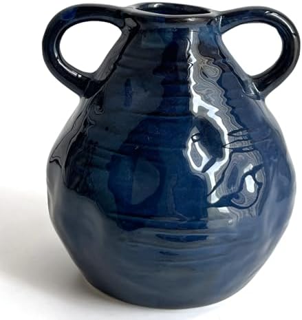 LIFFY Blue Ceramic Vase with Double Handle