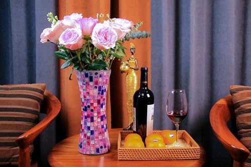 116 Inch Purple Red Mosaic Glass Vase