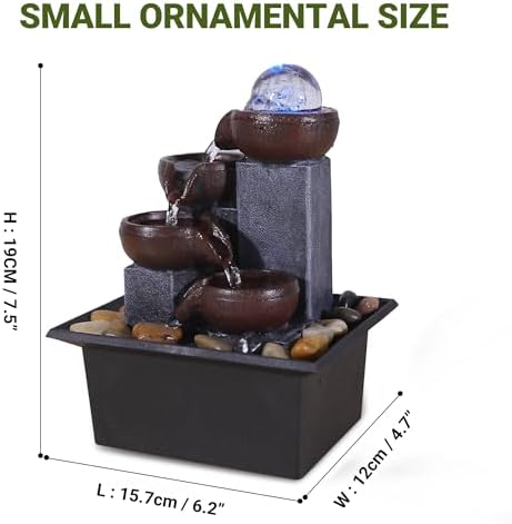 Fathers Den Collection Tabletop Water Fountain with Rainbow LED Lights