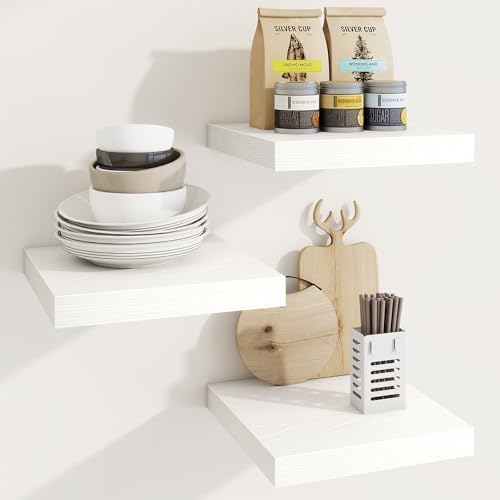 Marsmiles White Square Floating Shelves 3 Pack