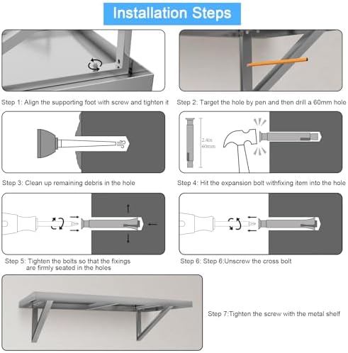 Stainless Steel Shelf 12x24 Inches 250 lb Wall Mounted Floating Shelving