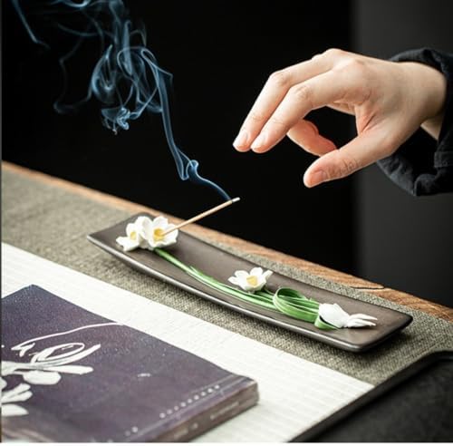 Ceramic Incense Holder with Peony Design Pink