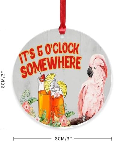 3 Acrylic Christmas Ornaments 2024 Tropical Flamingo Hanging Decor