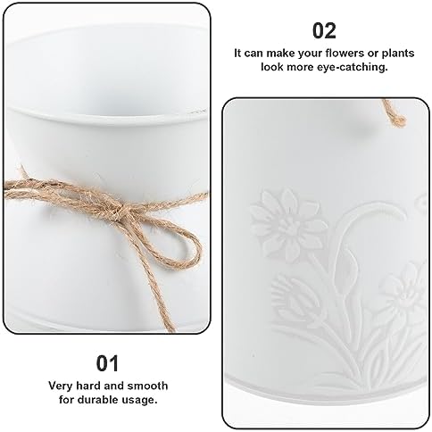 HOMSFOU Rustic Iron Bucket Vase for Home Decor