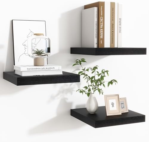 Fun Memories Floating Shelves Set of 3 Black Square 93 Inch