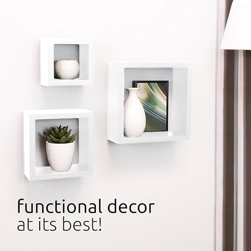 Kiera Grace Cubbi Floating Shelves Set of 3 White 5 7 9 Inch